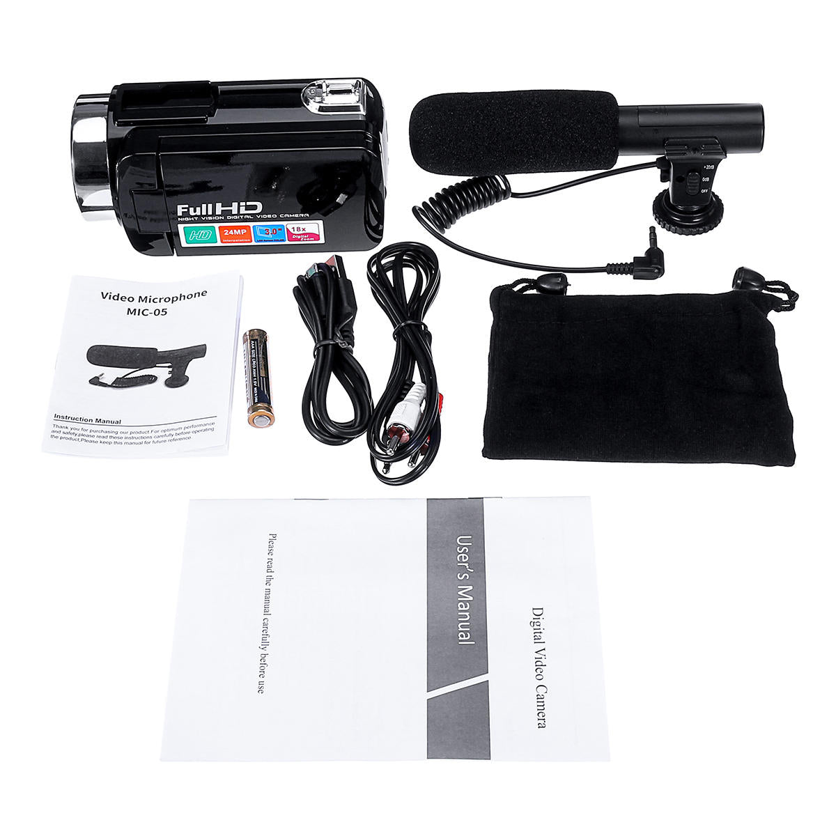 Zoom 3 Inch LCD Digital Camcorder Video DV Camera With 4K HD 1080P 24MP 18X Mic