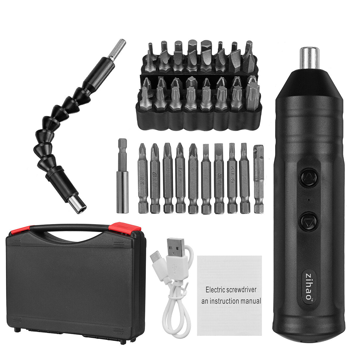 1PC/10PCS/45PCS Portable Mini Electric Screwdriver Smart Cordless Automatic Screwdriver Multi-function Bits Portable Power Tools Set with Bits