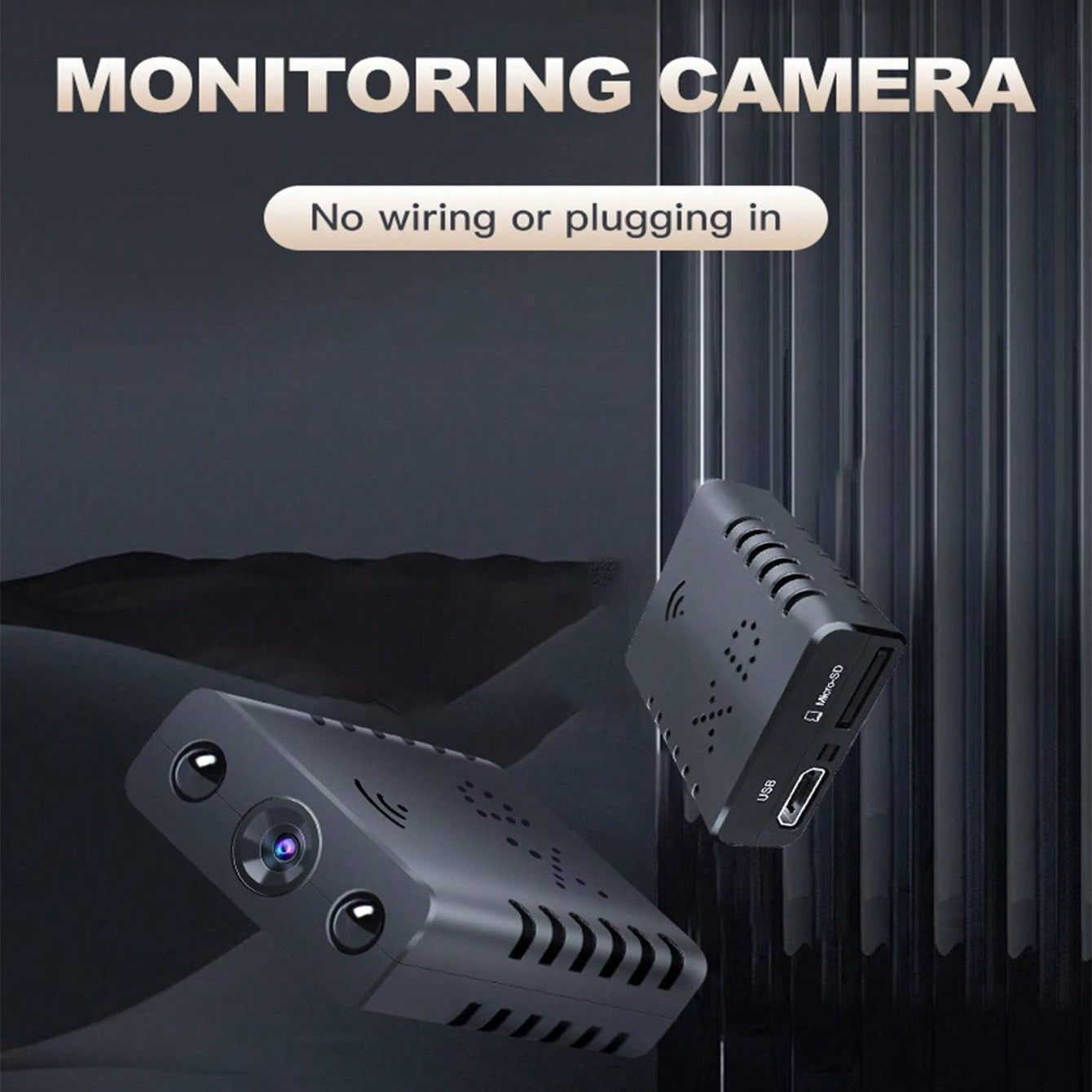 Mini HD Wireless Camera with Infrared Night Vision, Remote Home Monitoring, Loop Recording