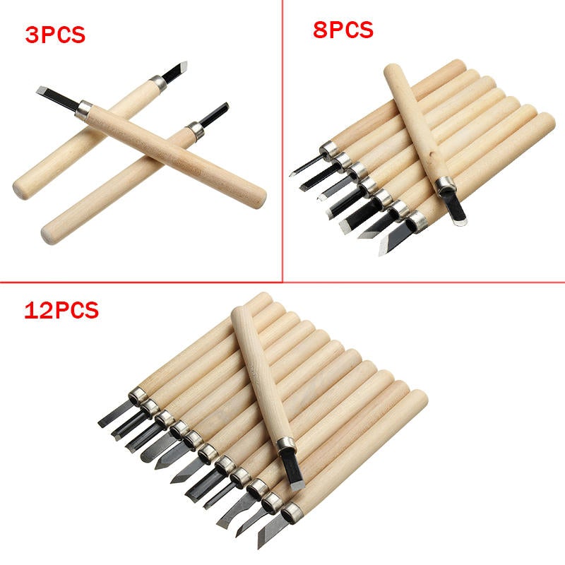 3/8/12Pcs Wood Carving Chisels Cutter Craft Hand wood working Tools For Sculpture Engraving