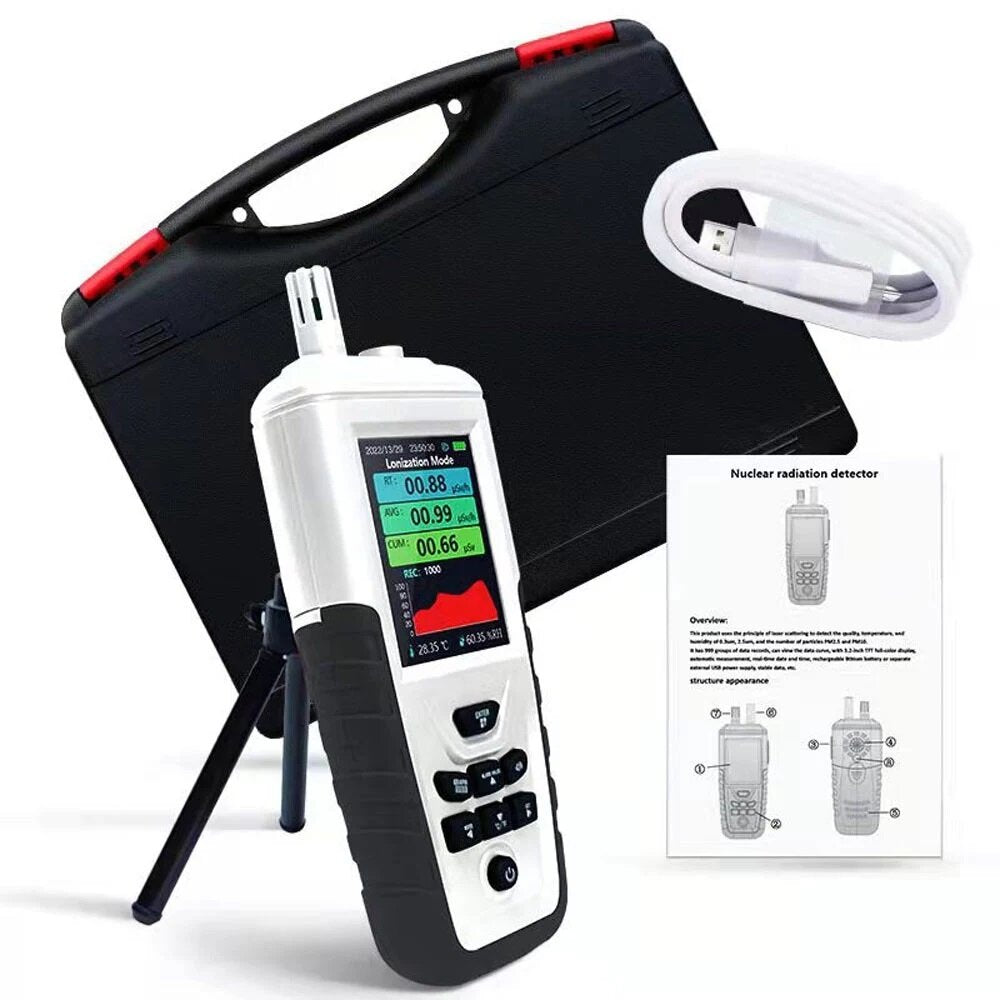 3.2inch LCD Backlight Display Multi-functional Nuclear Radiation X  Rays Tester Electromagnetic Radiation Detection Device Real Time Monitoring Support 999 Data Record with Sound Alarm Function