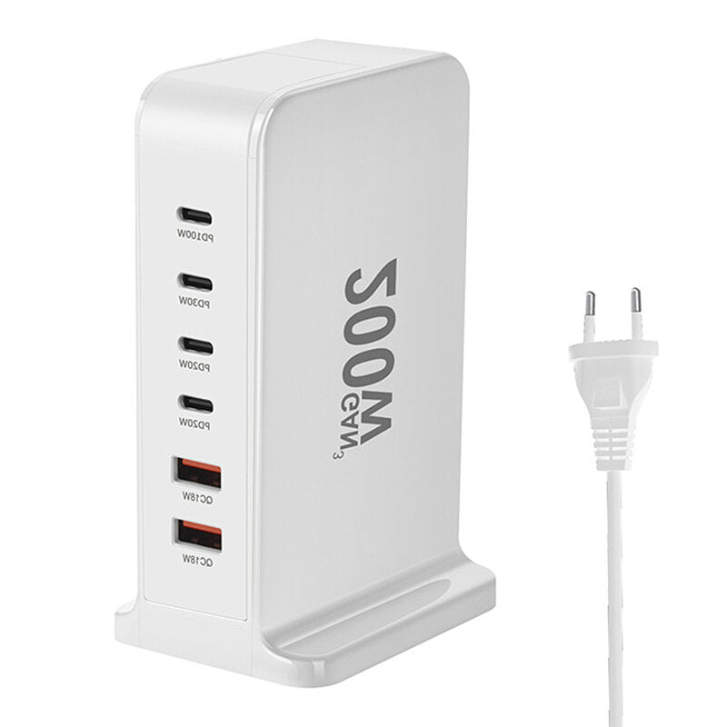 200W GaN 6-Port USB Charger: 4 USB-C + 2 USB-A, Fast Charging for iPhone, Hui, Samsung, Xiaomi