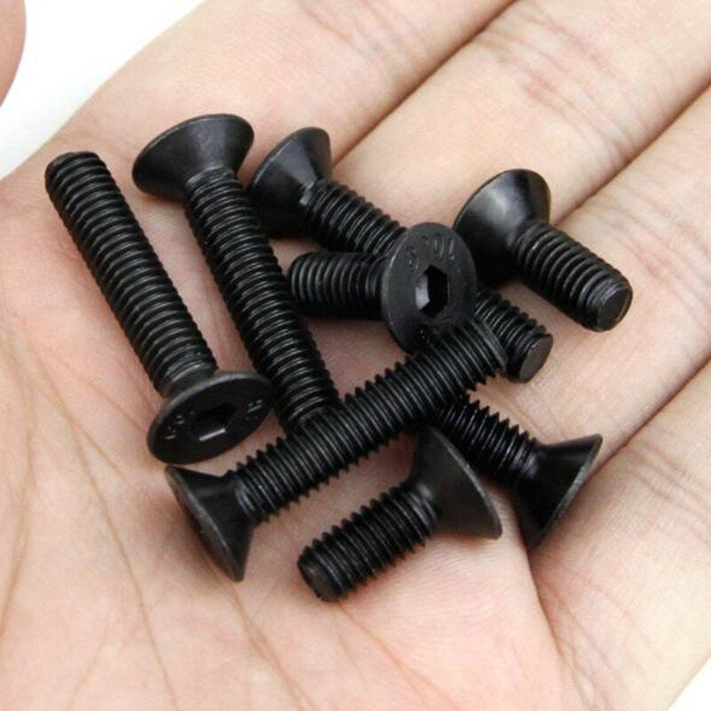 50Pcs M5 Hex Socket Countersunk Flat Head Screw Carbon Steel 10.9 Grade 6/8/10/12/14/16/18/20/25/30/35/40mm Optional