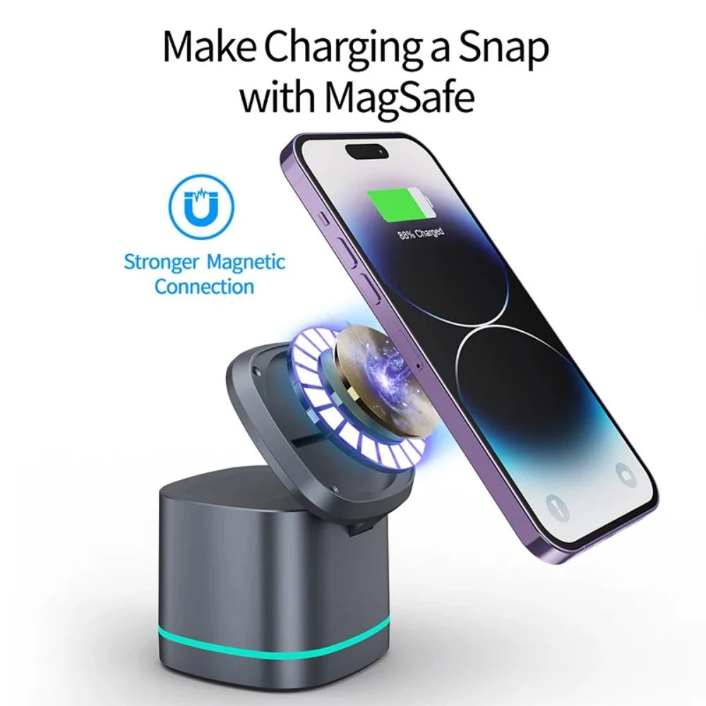 3-in-1 Magnetic 15W Wireless Charger Stand for iPhone 14/13/12, AirPods, Watch 8 SE