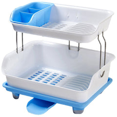 Double Layer Dish Drying Storage Drain Rack Kitchen Shelf Tableware Holder