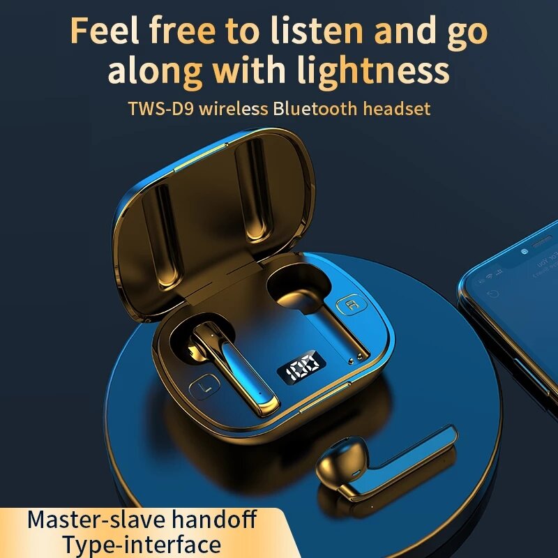 TWS Wireless bluetooth Earphones V5.0 Stereo Digital Display Bluetooth Headphones Touch Control Noise Reduction Mini