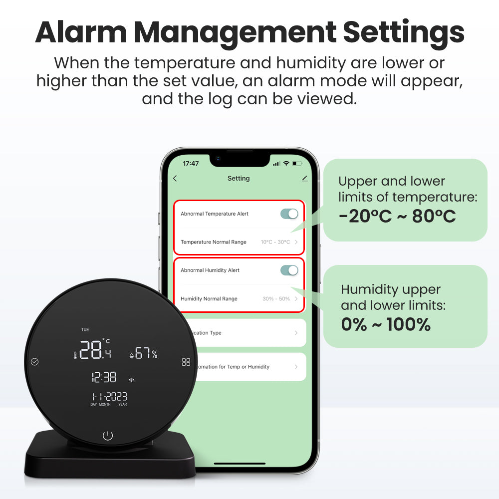 3-in-1 Tuya WiFi IR Remote Controller with Alarm Clock, Temperature & Humidity Sensor - Compatible with Alexa & Google Home