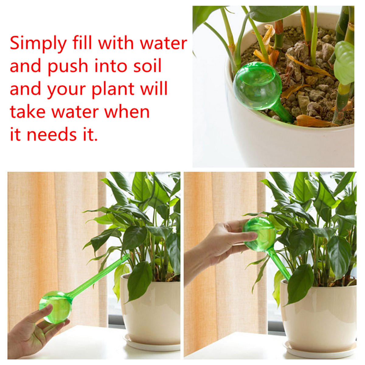 Automatic Watering Bulbs Self Water Plastic Plant Planter Feeder System Ball Indoor Outdoor