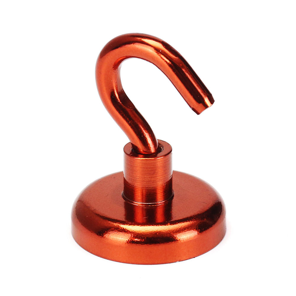 5pcs 32mm 34KG Magnetic Hook Holder Neodymium Magnet Red Hook Magnet