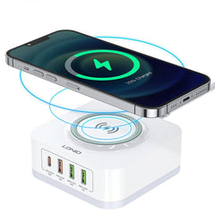 Fast Wireless Charger Pad 15W/10W/7.5W/5W + 4-Port USB Charger 30W PD3.0/QC3.0 for iPhone, Samsung, Hui, Xiaomi