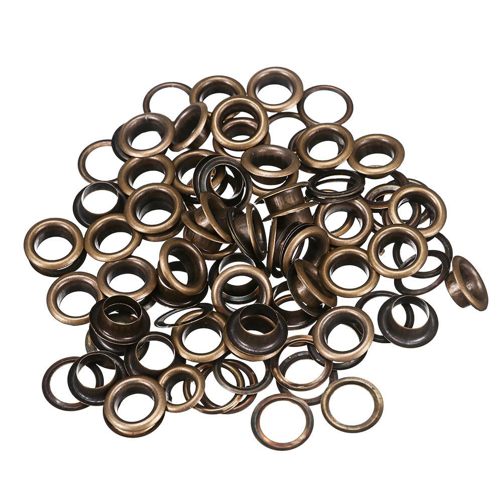 100pcs 6mm Brass Eyelets Silver Bronze Punch Tool Kit Leather Craft Clothes DIY Tools Kit