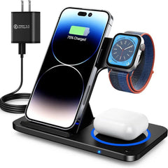 15W Fordable Fast Wireless Charger Stand for iPhone, Samsung, Hui, Xiaomi, AirPods, Apple Watch