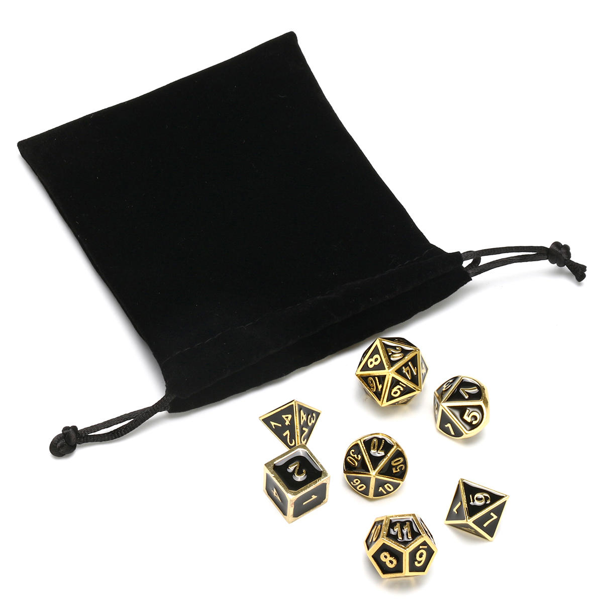 7Pcs Dice Polyhedral Dices Set Zinc Alloy Metal Polyhedral Role Multi-sided D4-D20 with Bags