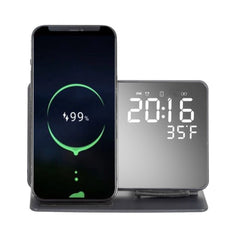 15W Fast Wireless Charger & Alarm Clock for iPhone, Hui, Samsung, AirPods, Watch