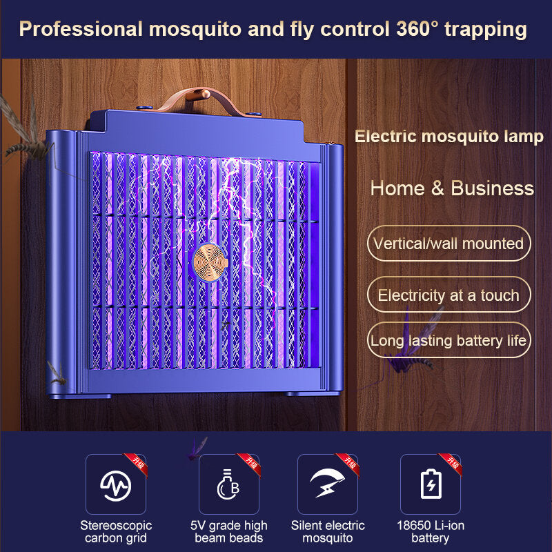 Cordless Rechargeable Electric Mosquito Zapper Lamp with 1200mAh Battery for Indoor/Outdoor Use