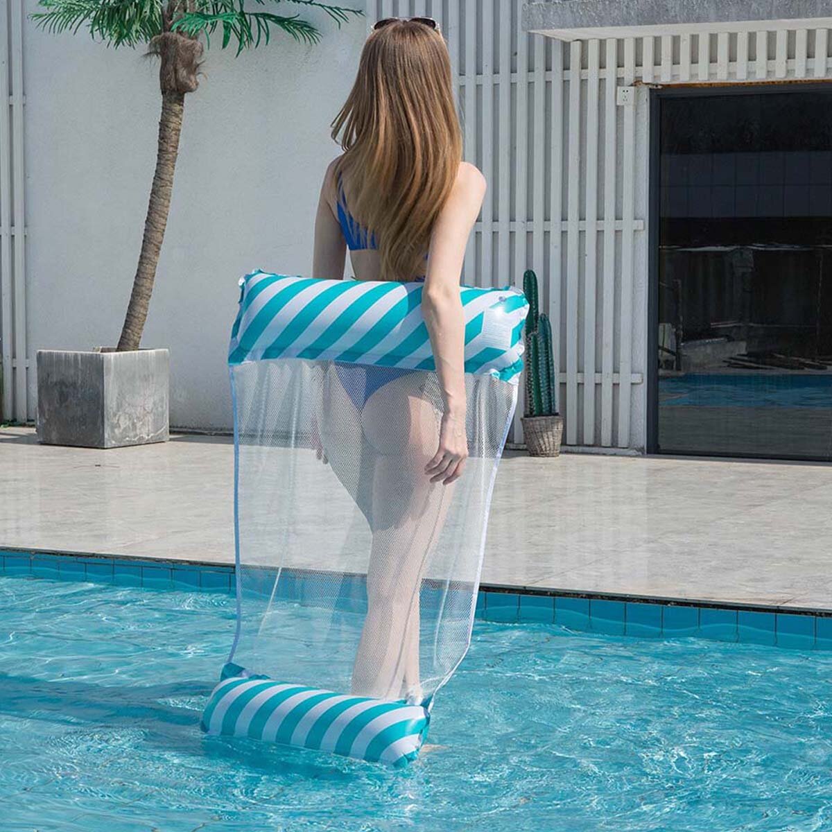 122x70cm Swimming Inflatable Mattress Water Float Hammock Floating Bed Chair Toy Swimming Pools Training Equipment