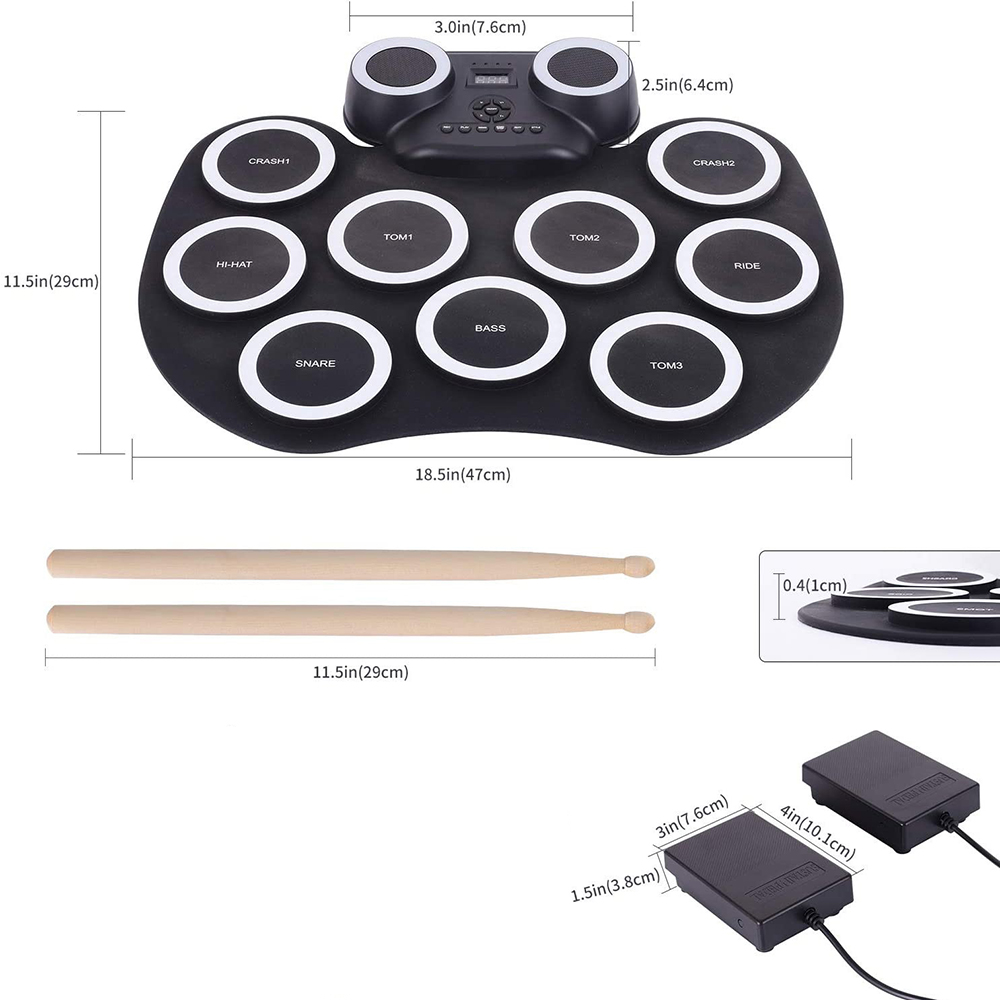 Portable Hand Roll Electronic Drum Flash Bluetooth Drum Set with Built-in Lithium Battery Speaker