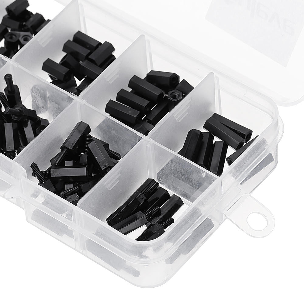 M2 M3 Nylon Screw Black Hex Screw Nut Nylon PCB Standoff Assortment Kit 600Pcs