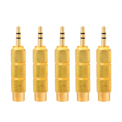 5Pcs/ 1Set Golden Metal 6.5mm Male To 3.5mm Female Audio Adapter Stereo AUX Converter Amplifier