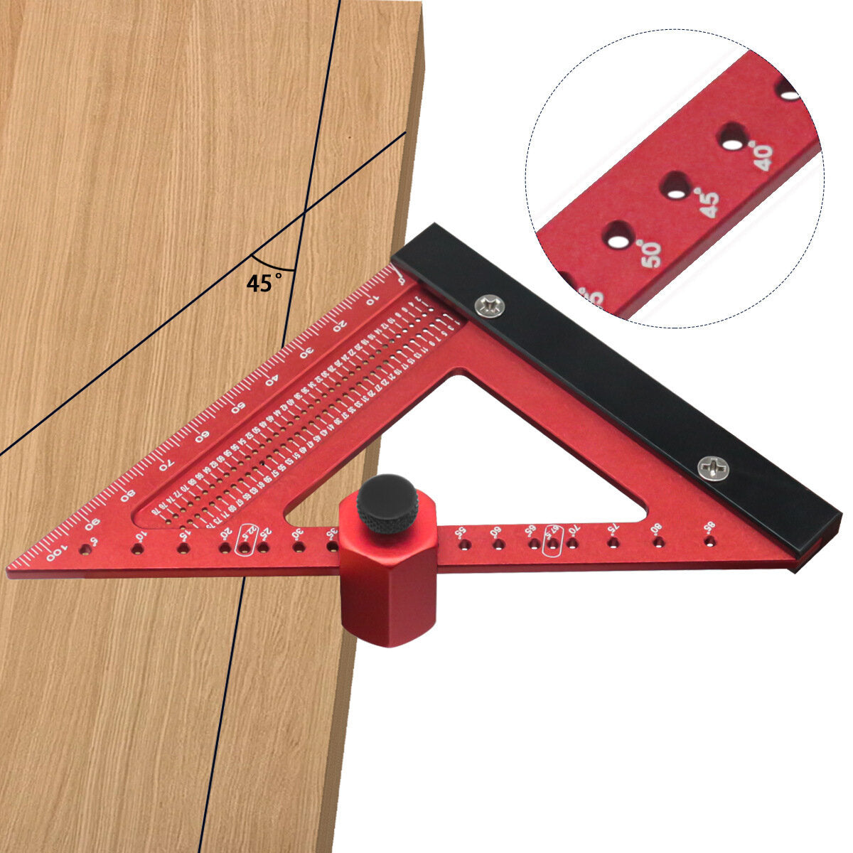 Woodworking Triangle Ruler Hole Angle Ruler Aluminum Alloy Corner Ruler Measuring Layout Tool