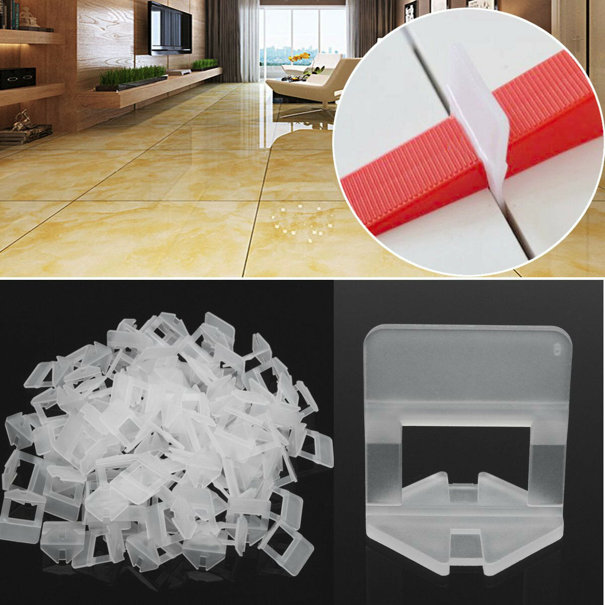 100/200Pcs 1.0mm 1.5mm White Ceramic Tile Leveling System Clip Tiling Accessibility Spacer Plastic Clip