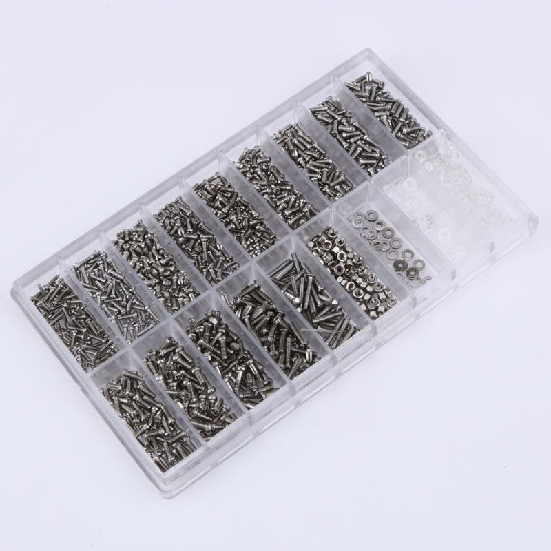 1000PCS Glasses Sunglasses Spectacles Watch Tiny Screws Nut Assortment Repair Tool Kit Stainless Steel Small Screws