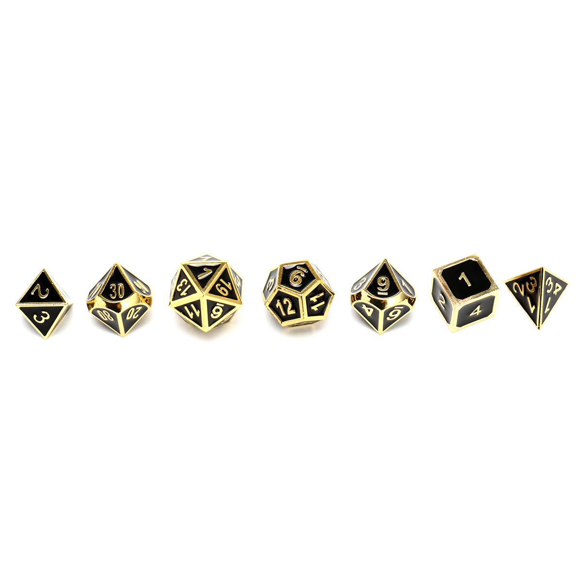 7Pcs Dice Polyhedral Dices Set Zinc Alloy Metal Polyhedral Role Multi-sided D4-D20 with Bags