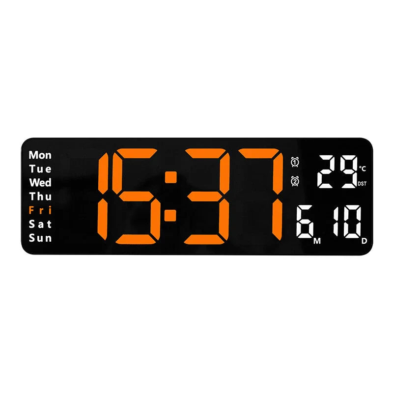 13-Inch LED Digital Wall Clock with Remote, Auto Brightness, Temperature, Date, Week Display - Ideal for Home, Office, Classroom