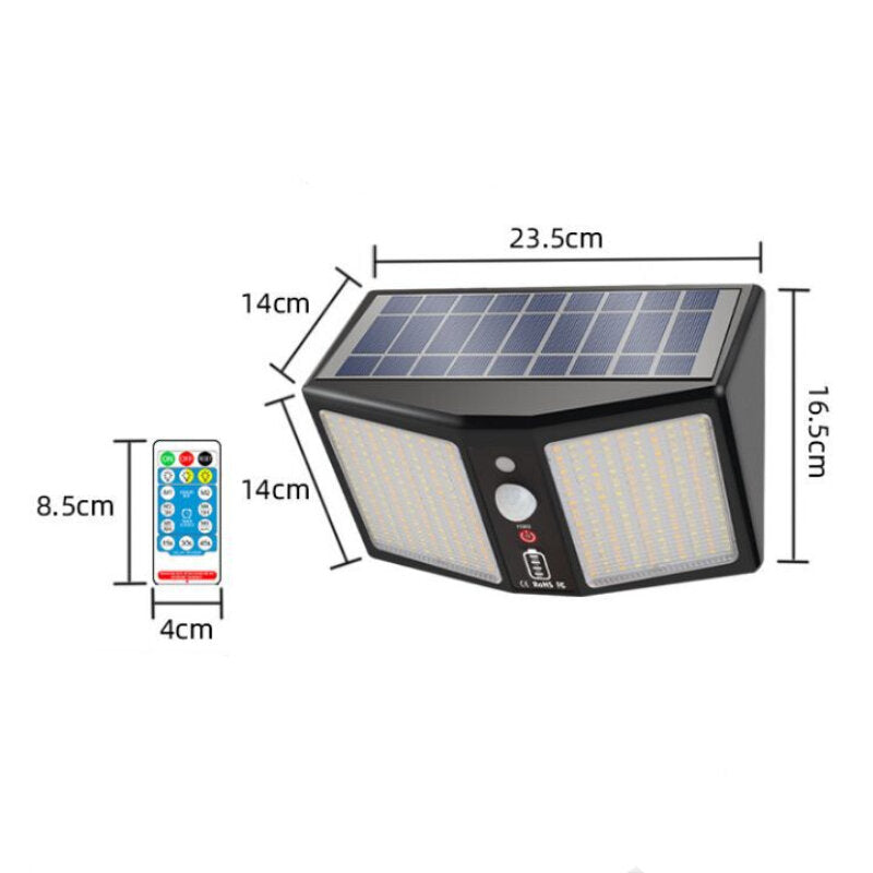 360LED Solar Light Wall Lamps 12000mAh 6 Modes Motion Sensor IP65 Waterproof Outdoor Yard Garden Street Induction Night Light