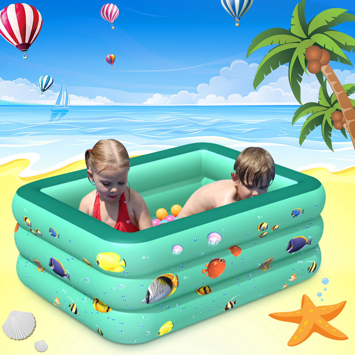 120/130/150/180/210cm Family Inflatable Swimming Pool PVC Kids Adult Water Play Bathtub