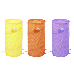 Collapsible Training Pet Cat Tunnel Toy with Bell And Plush Ball 2 Ways Tube