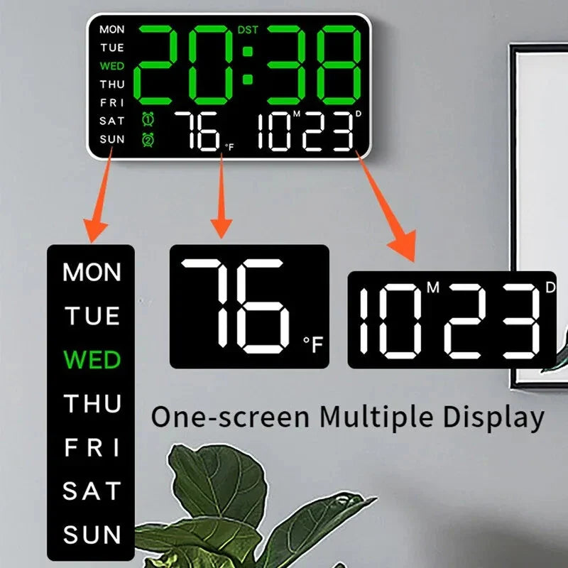 Multifunctional LED Digital Wall Clock - Borderless, Hanging or Standing Display for Living Room