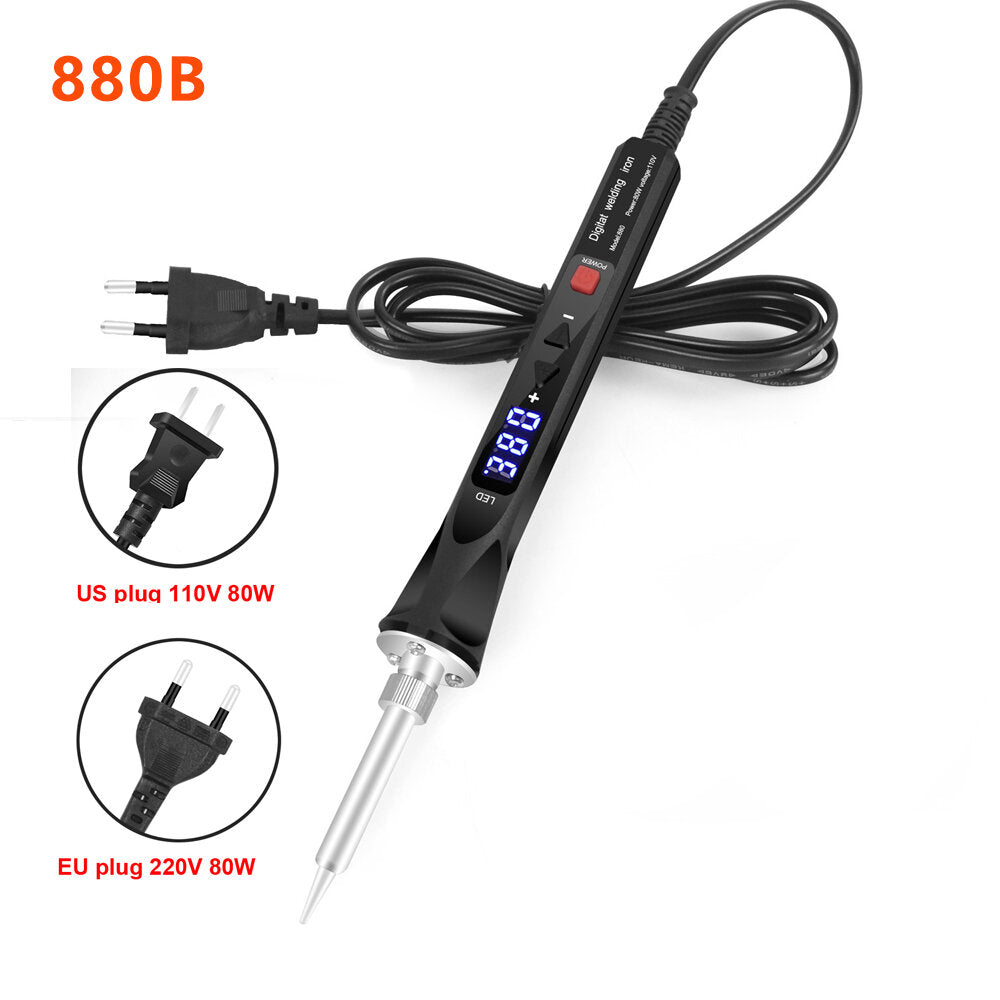 110V/220V 80W LED Digital Electric Soldering Iron with 5PC Welding Tips Soldering Tool Temperature Regulating Welding Iron