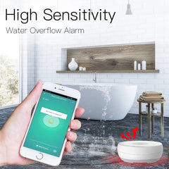 Smart Flood Sensor Water Leakage Detector Flood Overflow Alert Security Alarm System Tuya/Smart Life App Remote Control