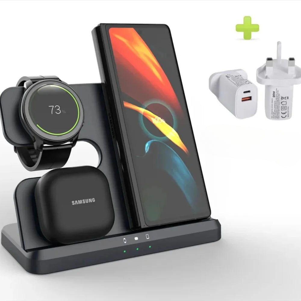 3-in-1 Wireless Charging Station for Samsung Galaxy Watch, S23 Ultra, Buds