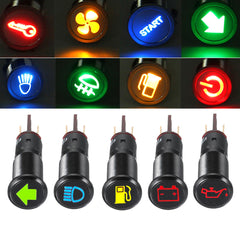 14MM LED Dashboard Warning Signal Light Van Dash Panel Indicator Lamp 12/24/36V