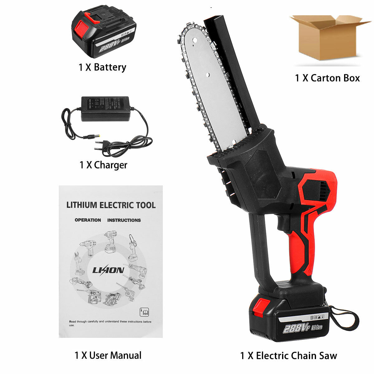 8 Inch Cordless Electric Chain Saw  Brushless Motor Power Tools Chainsaw