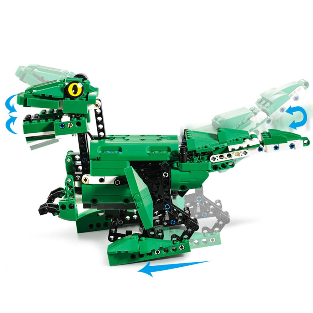 DIY 2 in 1 Dinosaur Crocodile Smart RC Robot Block Building Gesture Voice Interaction Robot Toy