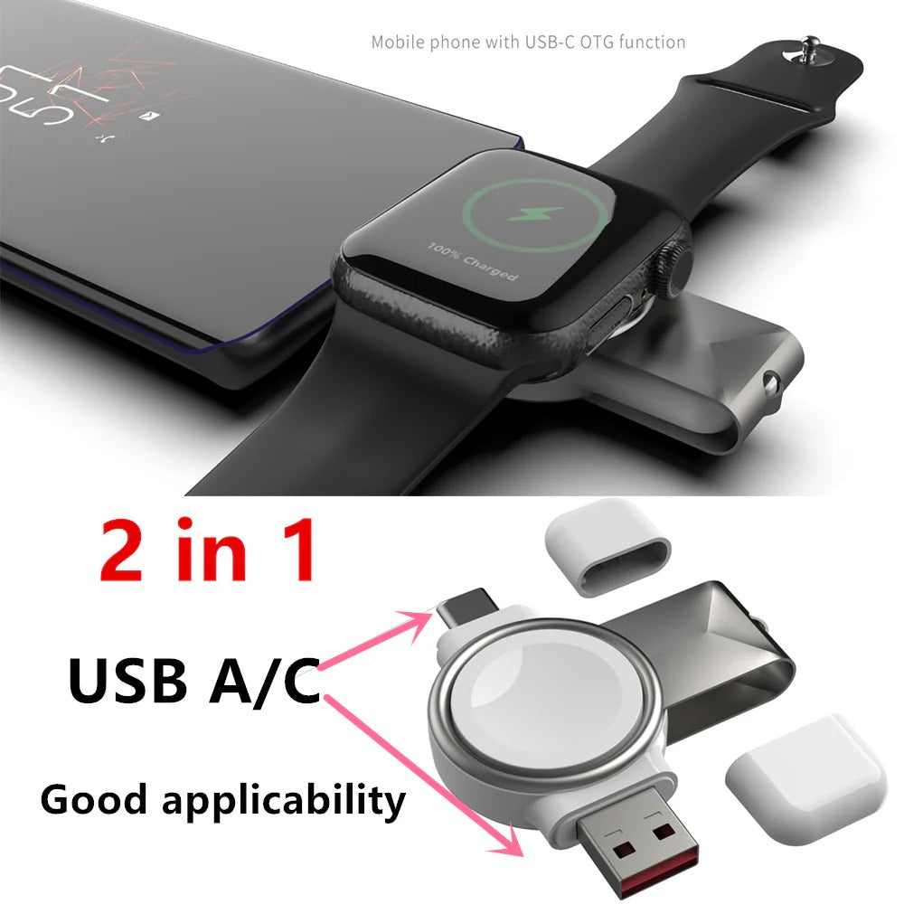 USB-C Portable Wireless Charger for iWatch 8/7/6/SE/5/4 Charging Dock