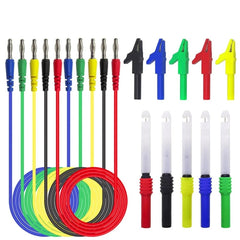 4mm Banana Plug Test Leads Kit with Saffty Piercing Needle Test Probes + Alligator Clips for Multimeter Testing