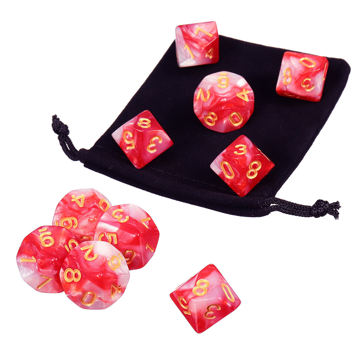 10pcs 10 Sided Dice D10 Polyhedral Dice RPG Role Playing Game Dices w/ bag