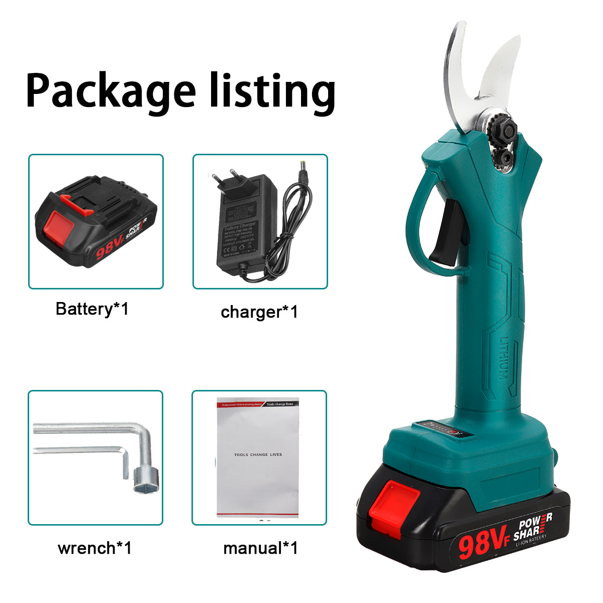 21V 30mm Cordless Electric Scissors 3 Gears Pruning Shears Tree Branch Pruner Garden Tools