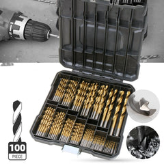 100/130pcs HSS Twist Drill Bit Set Titanium-Coated Drill Bits Woodworking Masonry Drill for Wood Steel