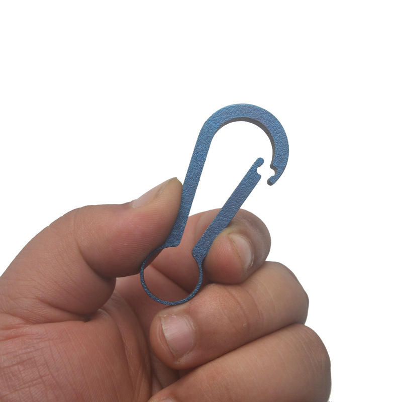 60mm Blue Quick Release Keychain Titanium Alloy Mini Key Ring