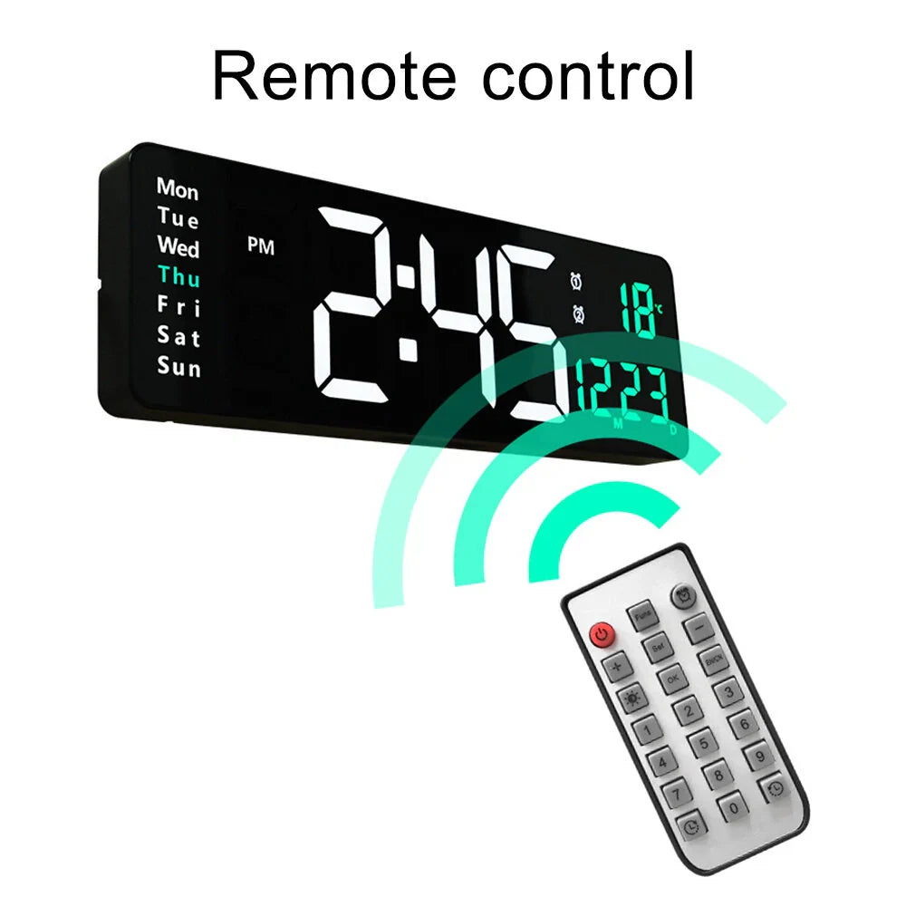 16-Inch LED Digital Wall Clock with Remote, Auto Brightness, Temperature, Date, Week Display - Ideal for Home, Office, Classroom