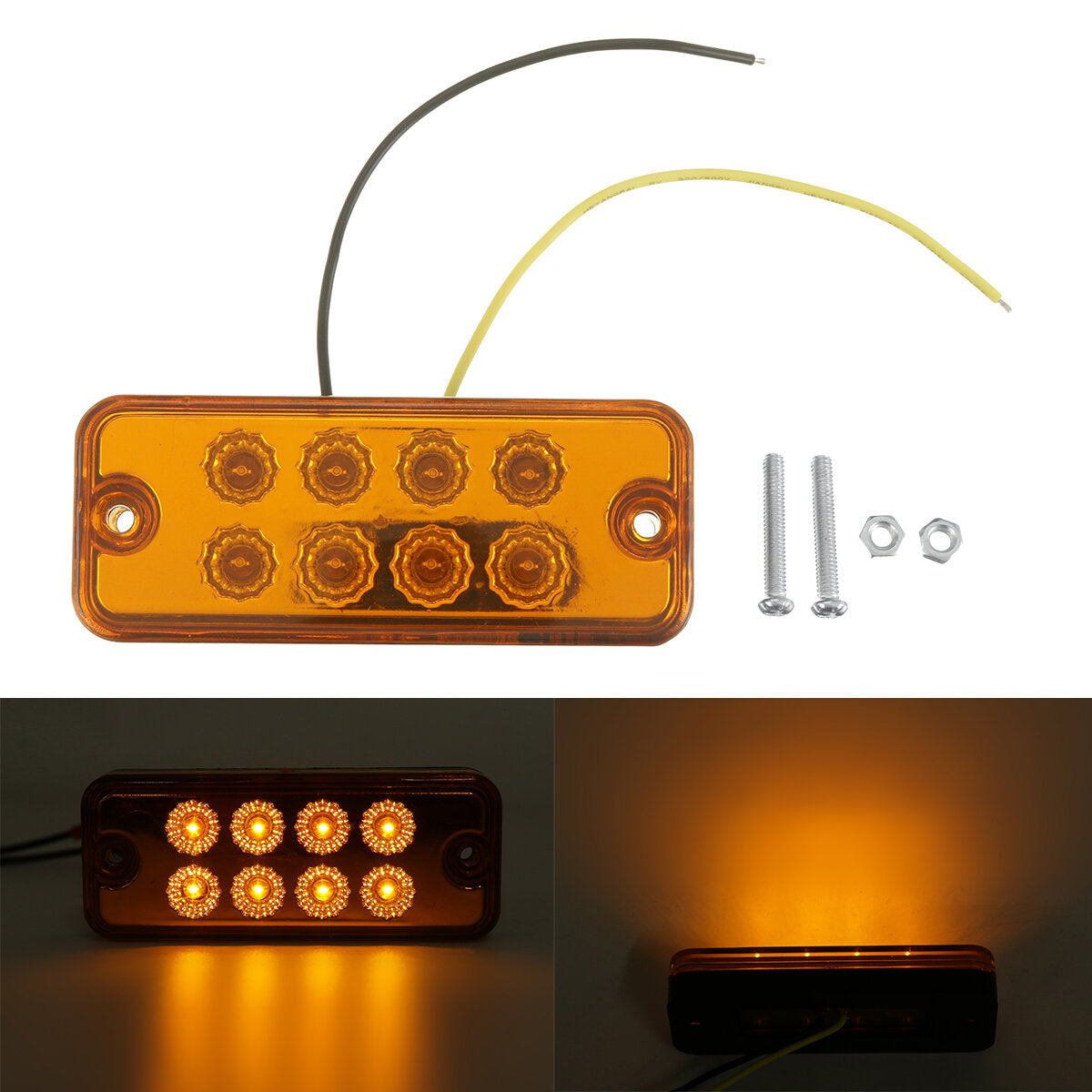 12V 24V Traffic Light Grille LED Warning Light Truck Trailers Amber Color Lamp