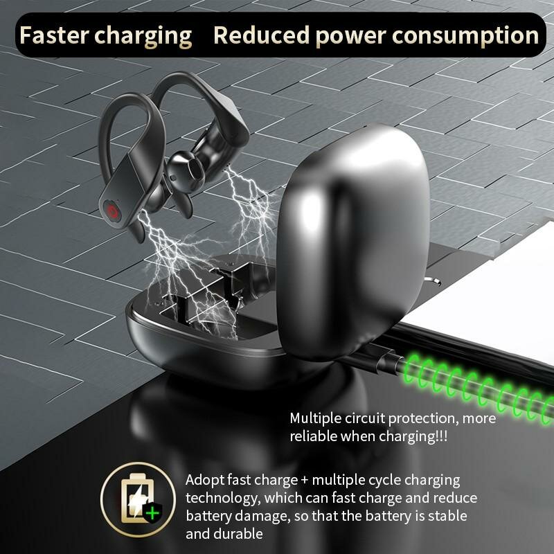 bluetooth 5.0 TWS Earphone LED Display Low Latency 8D Stereo Gaming Noise Cancelling Headset With Mic