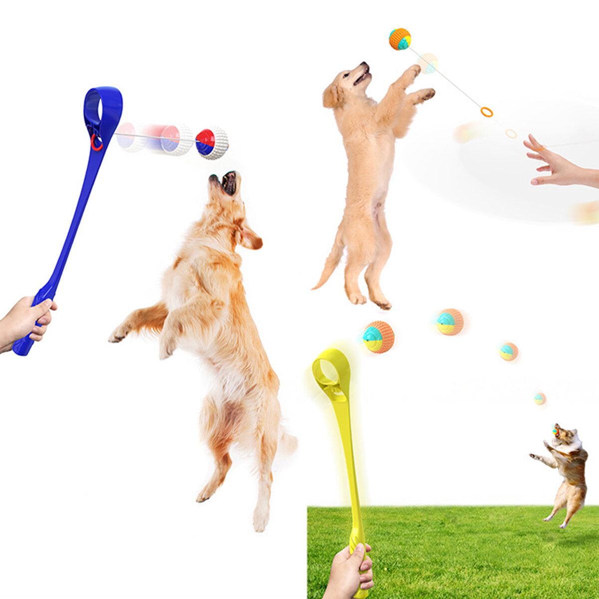 1 SET Dog Ball Launcher Stick Interactive Dog Ball Throwing Stick Toy for Dog Outdoor Walking