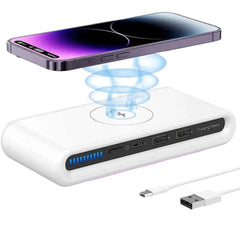 4-in-1 Wireless Charger Stand with LED Light, Type-C PD USB for iPhone, Samsung, Xiaomi