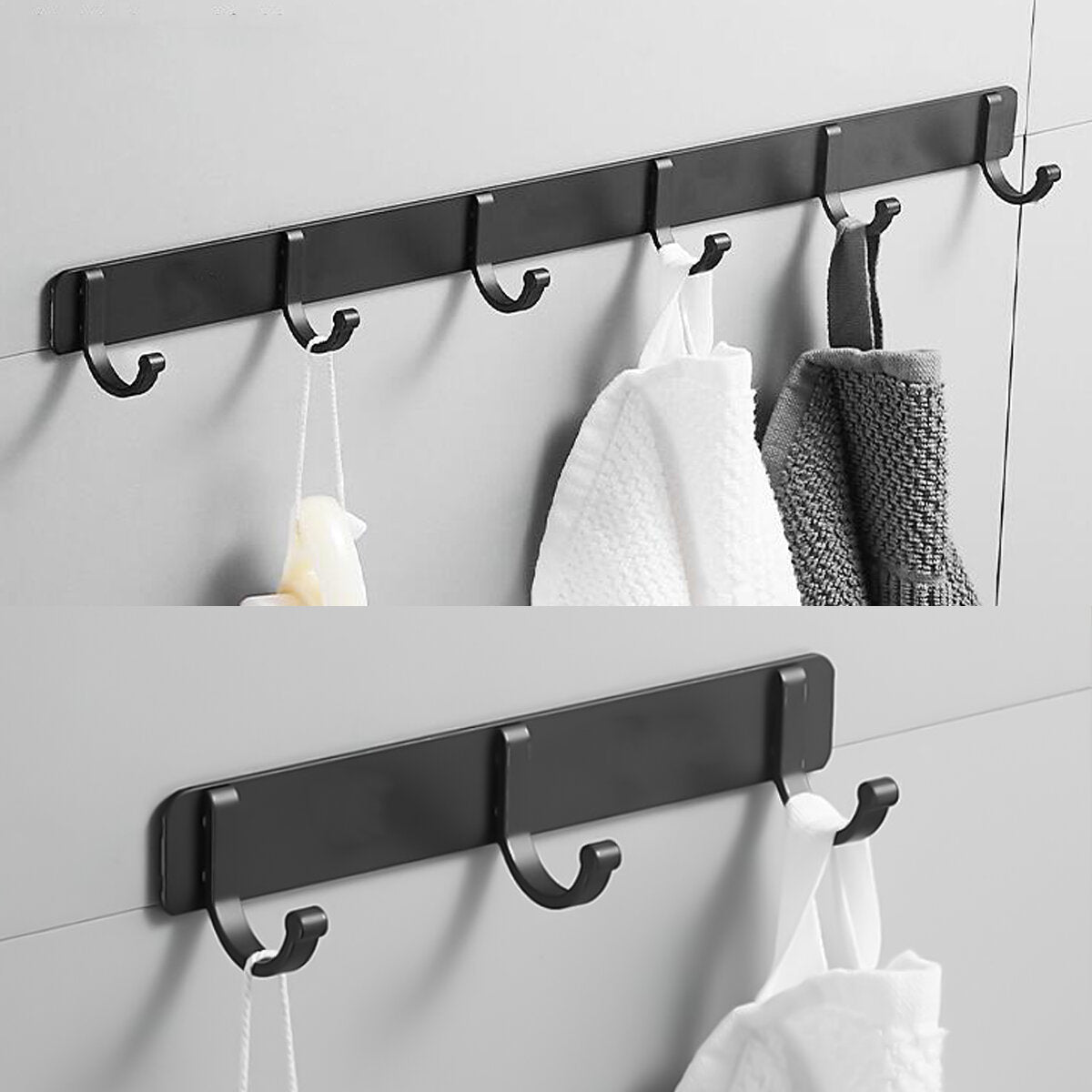 Black Space Aluminum Hook Wall Mount Hook Hanger Coat Towel Hat Clothes Rack